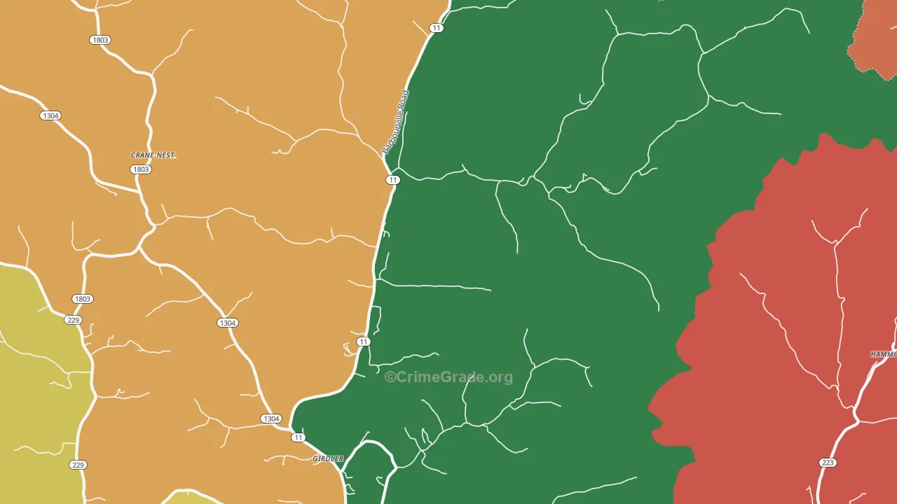 40946, KY Map of Theft Rates