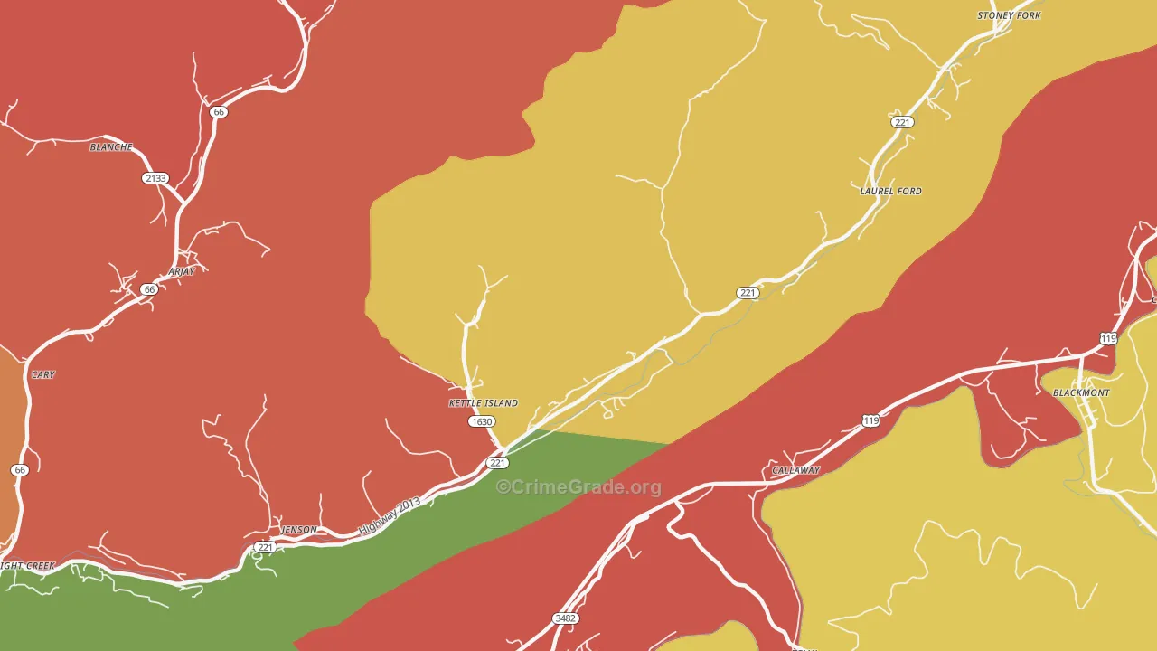 40958, KY Map of Theft Rates