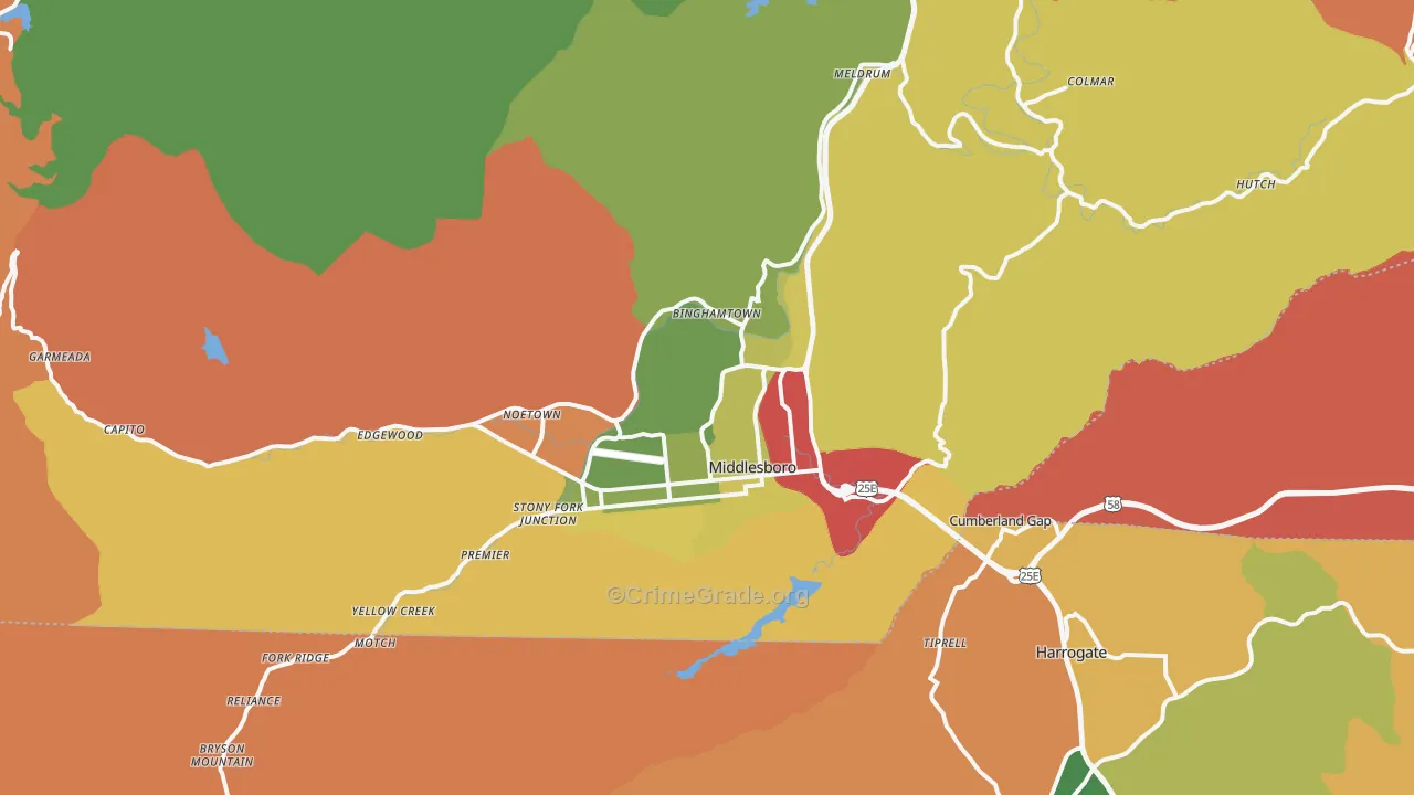 40965, KY Map of Theft Rates