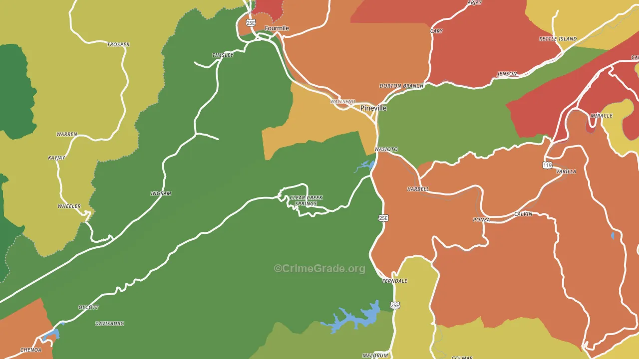 40977, KY Map of Theft Rates
