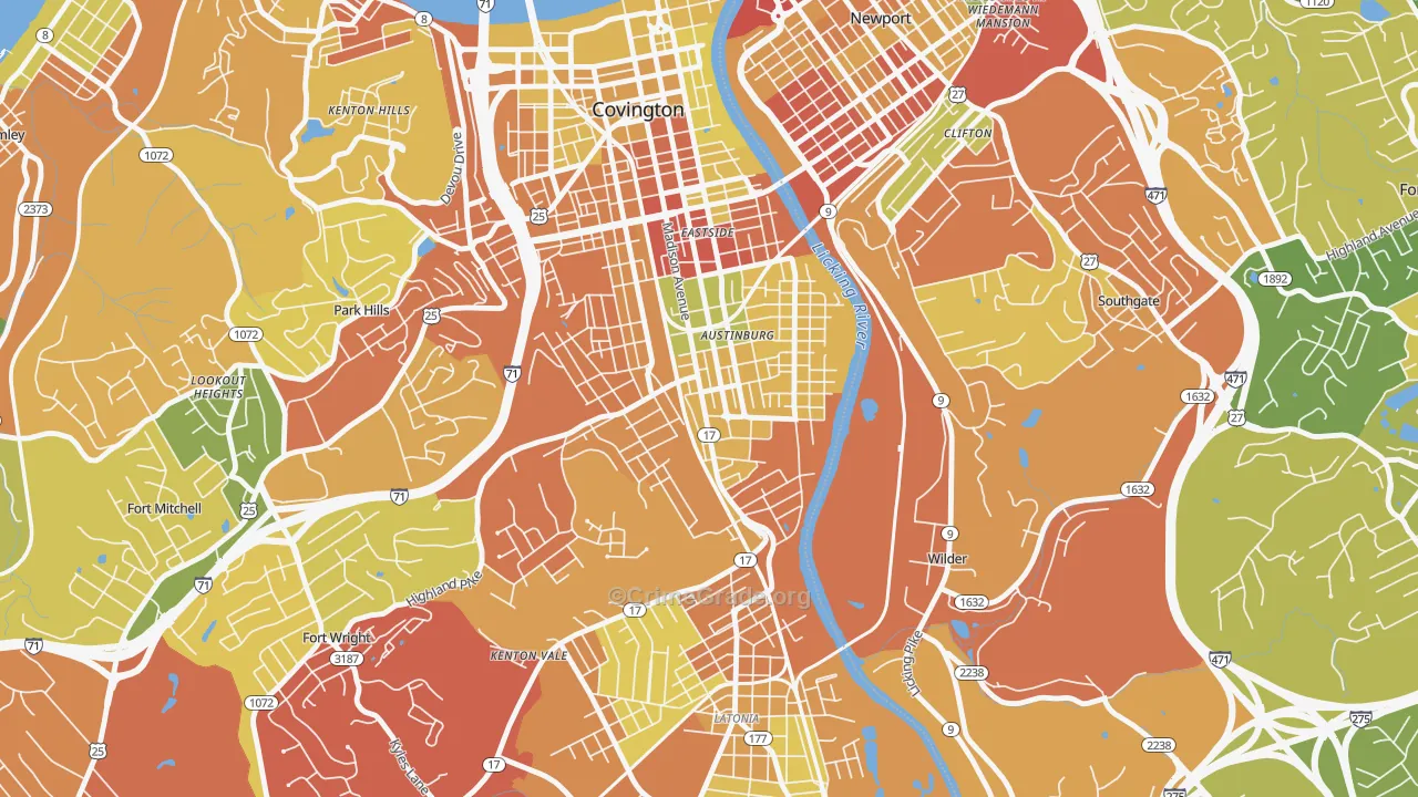 41014, KY Map of Theft Rates