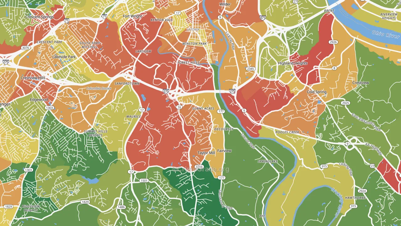 41015, KY Map of Theft Rates