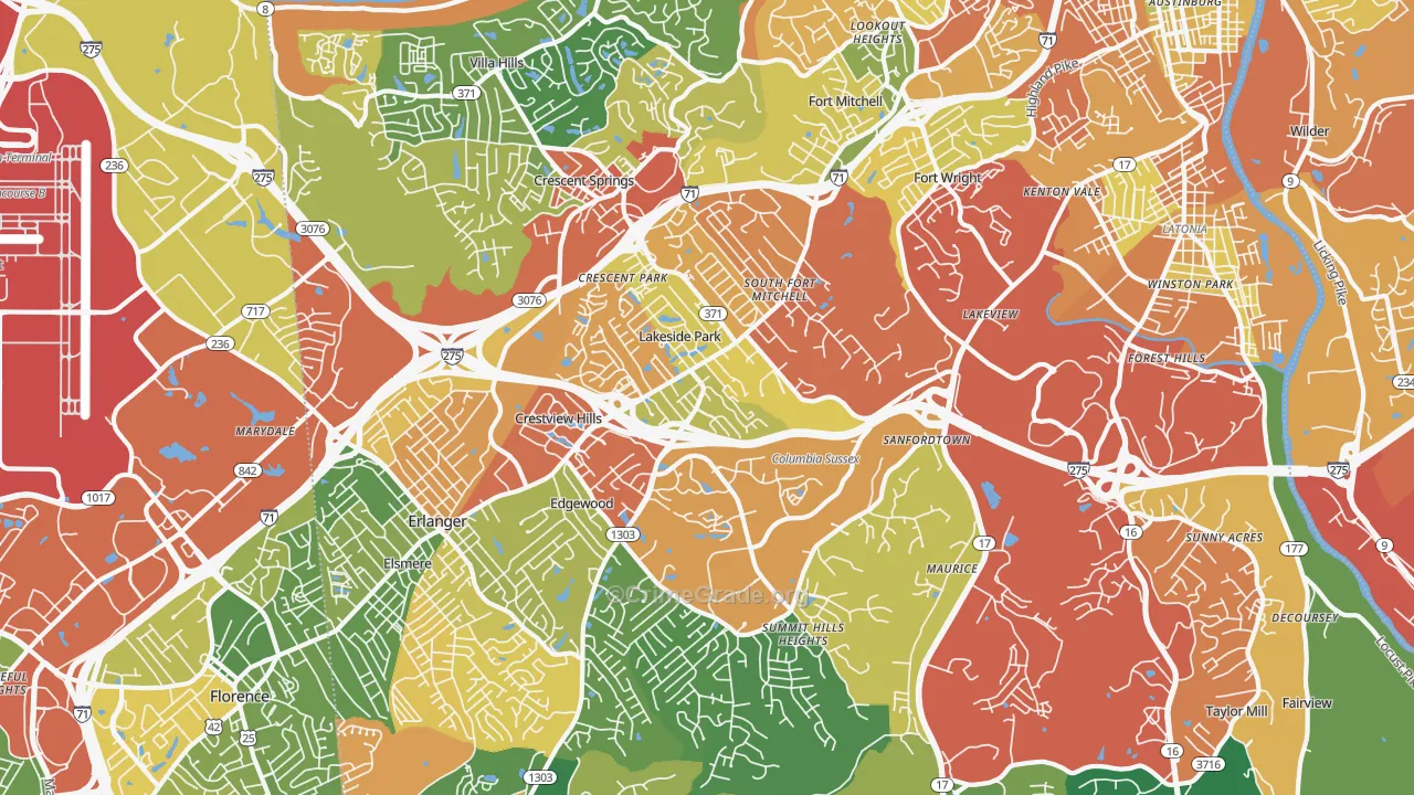 41017, KY Map of Theft Rates
