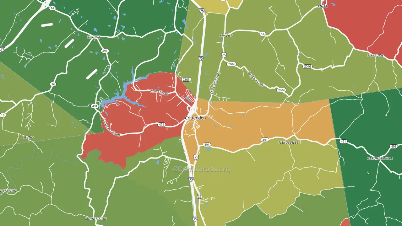 41030, KY Map of Theft Rates