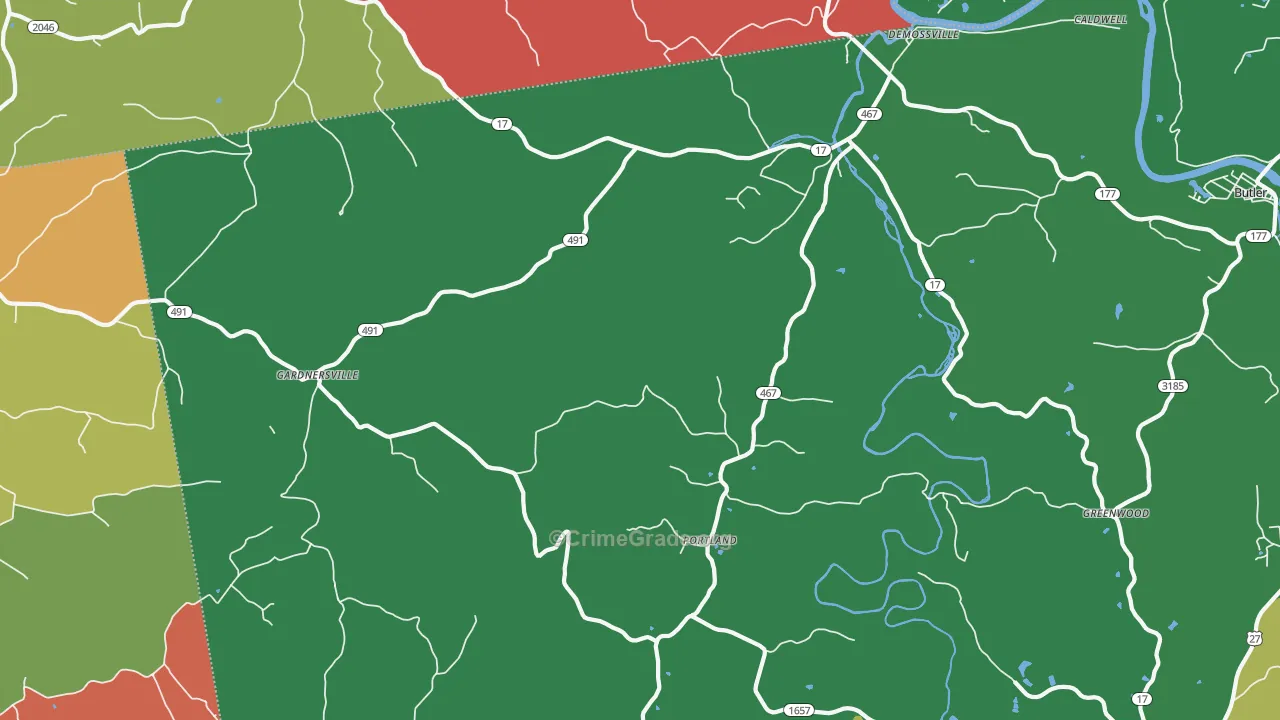 41033, KY Map of Theft Rates