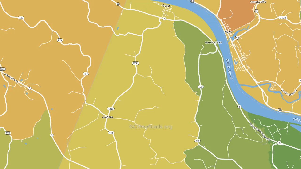 41034, KY Map of Theft Rates