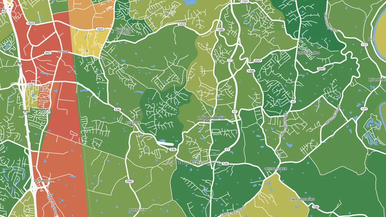 41051, KY Map of Theft Rates