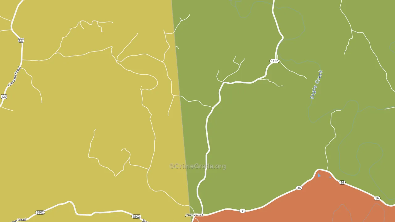 41052, KY Map of Theft Rates