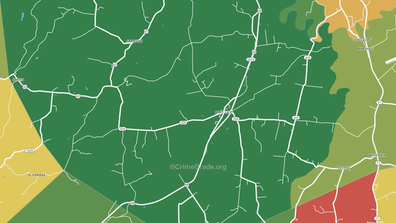 41055, KY Map of Theft Rates
