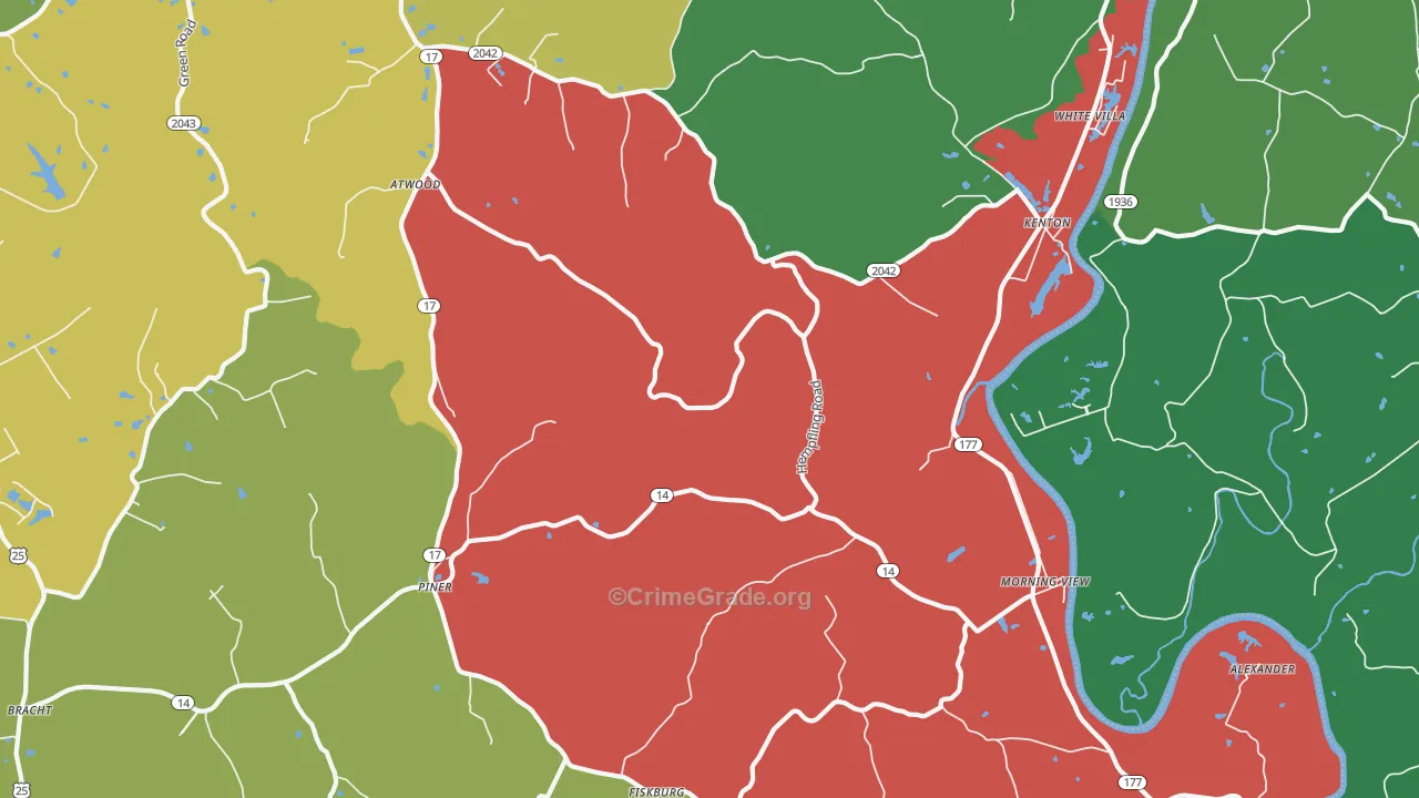 41063, KY Map of Theft Rates