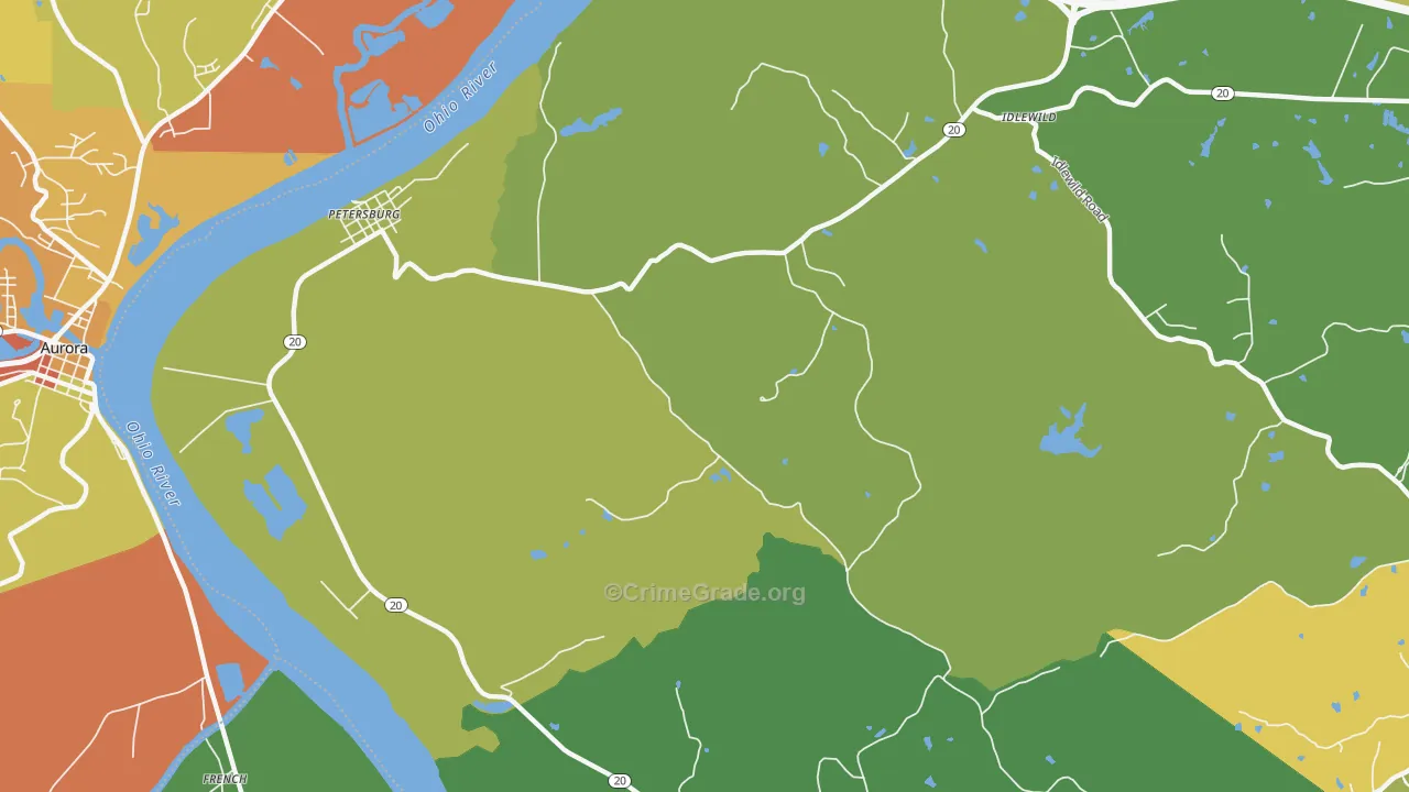 41080, KY Map of Theft Rates