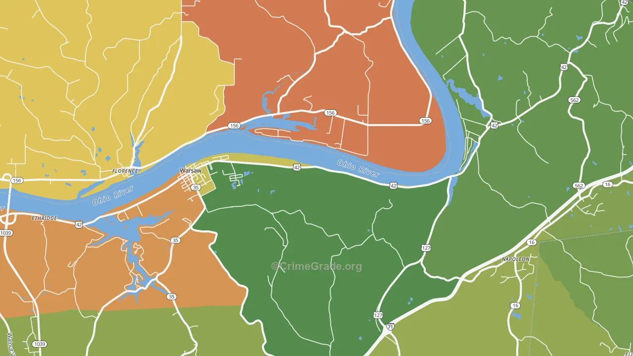 41095, KY Map of Theft Rates