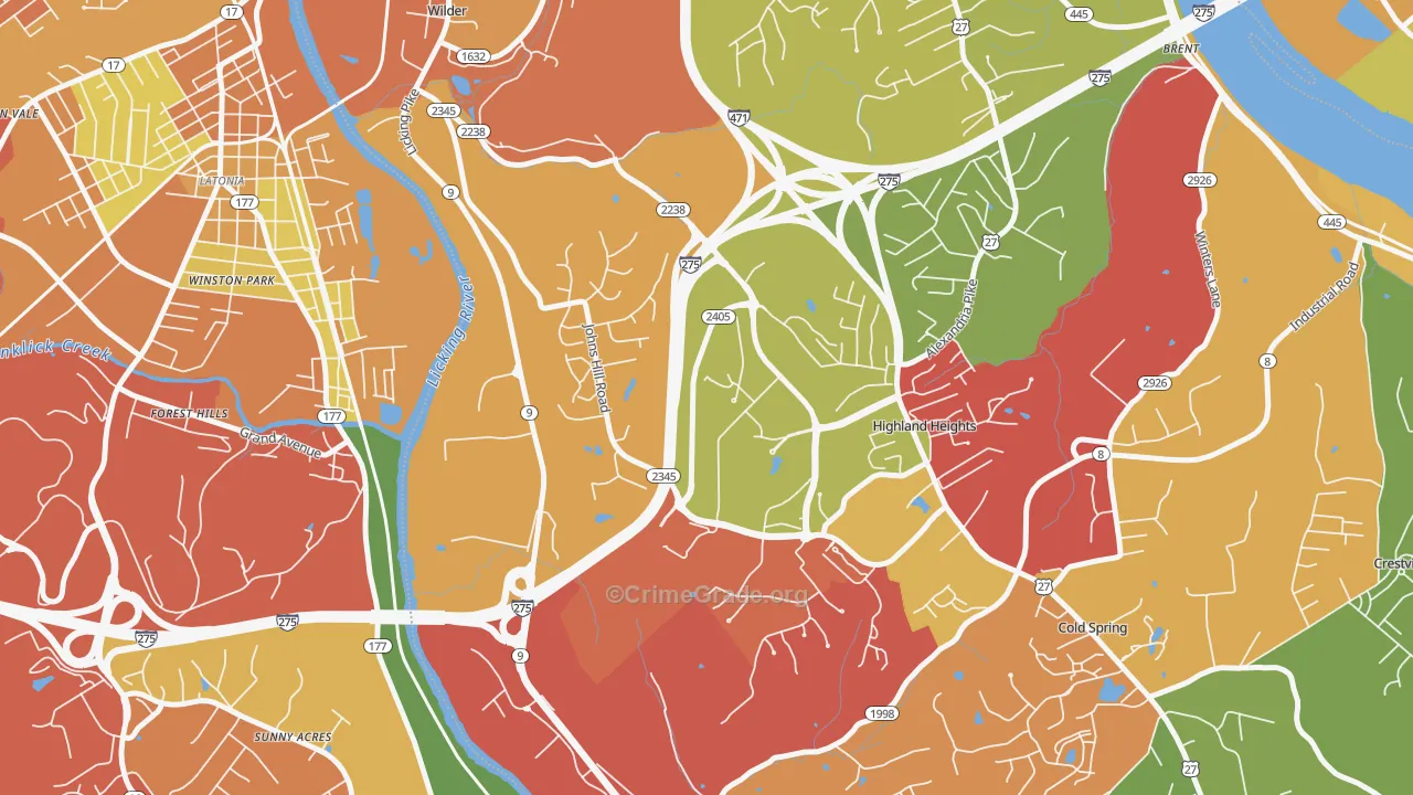 41099, KY Map of Theft Rates
