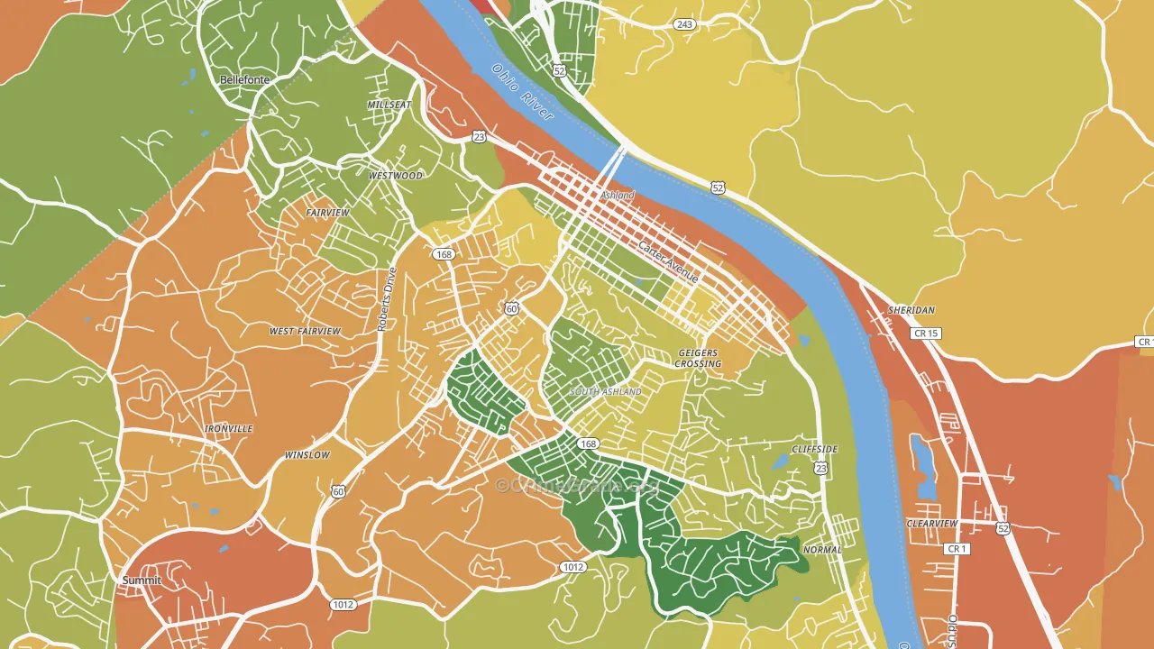 41101, KY Map of Theft Rates