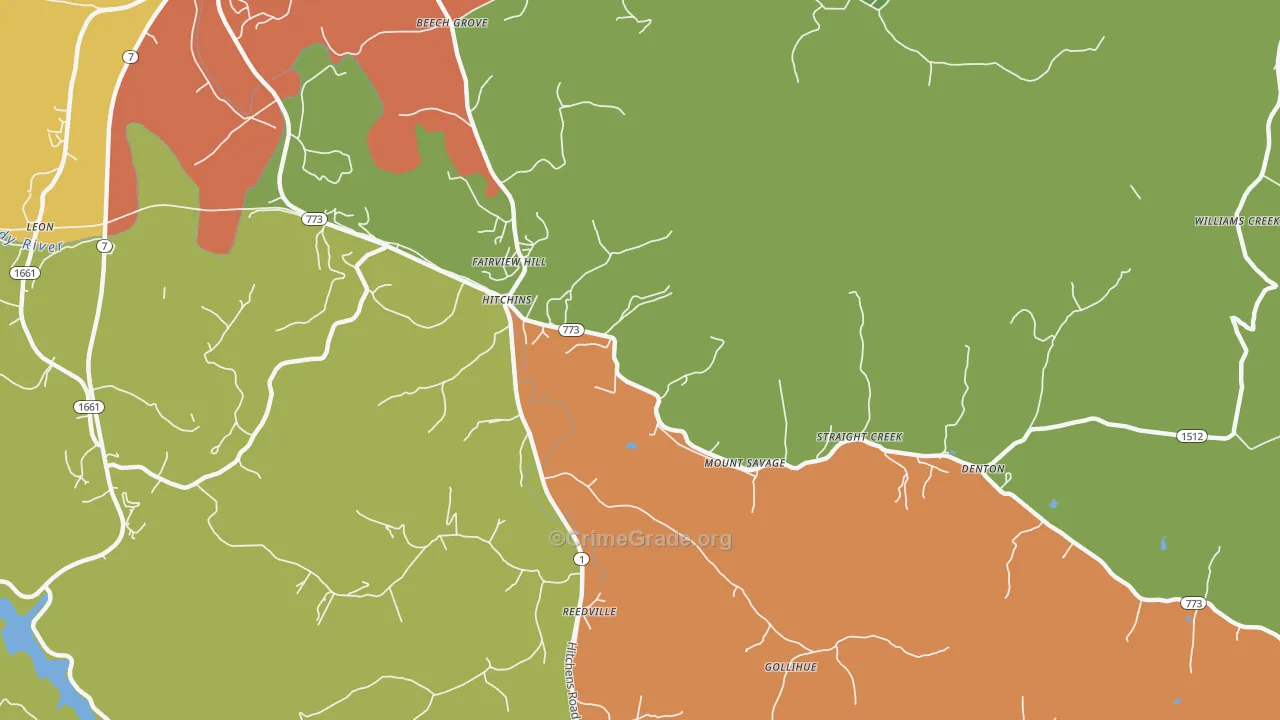 41146, KY Map of Theft Rates