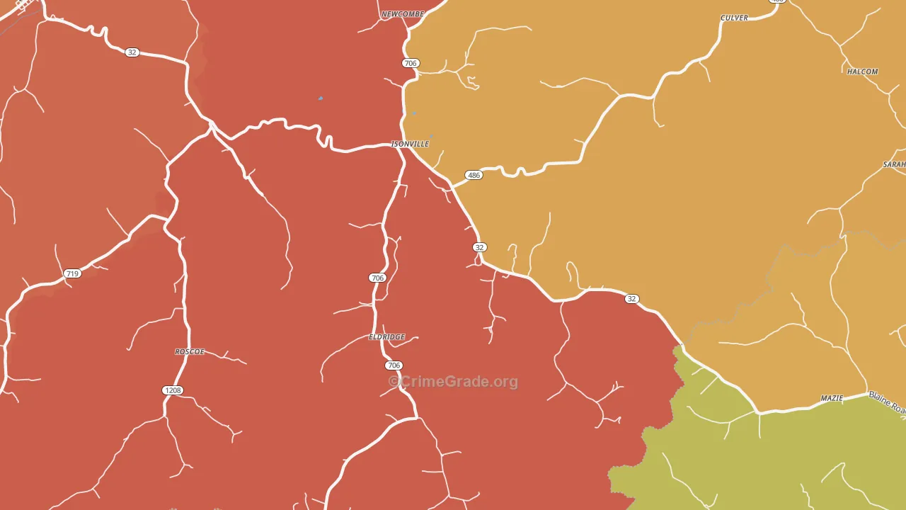 41149, KY Map of Theft Rates
