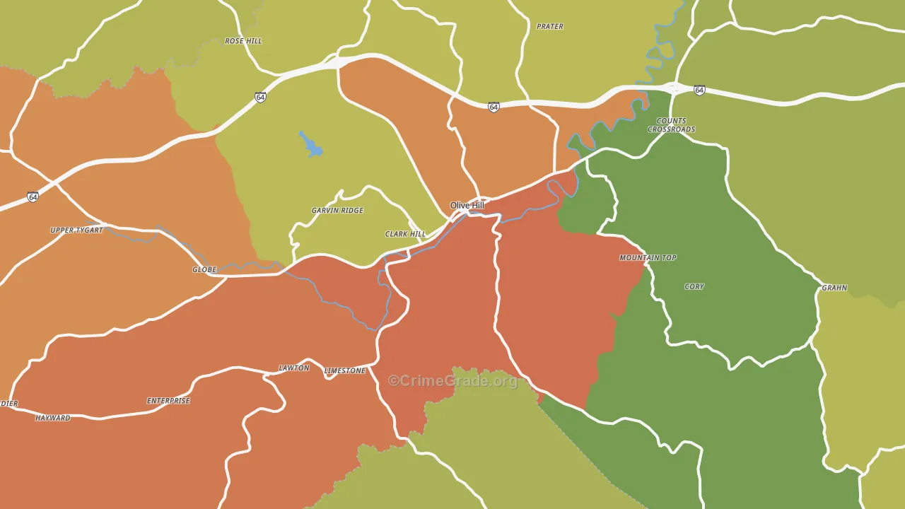 41164, KY Map of Theft Rates