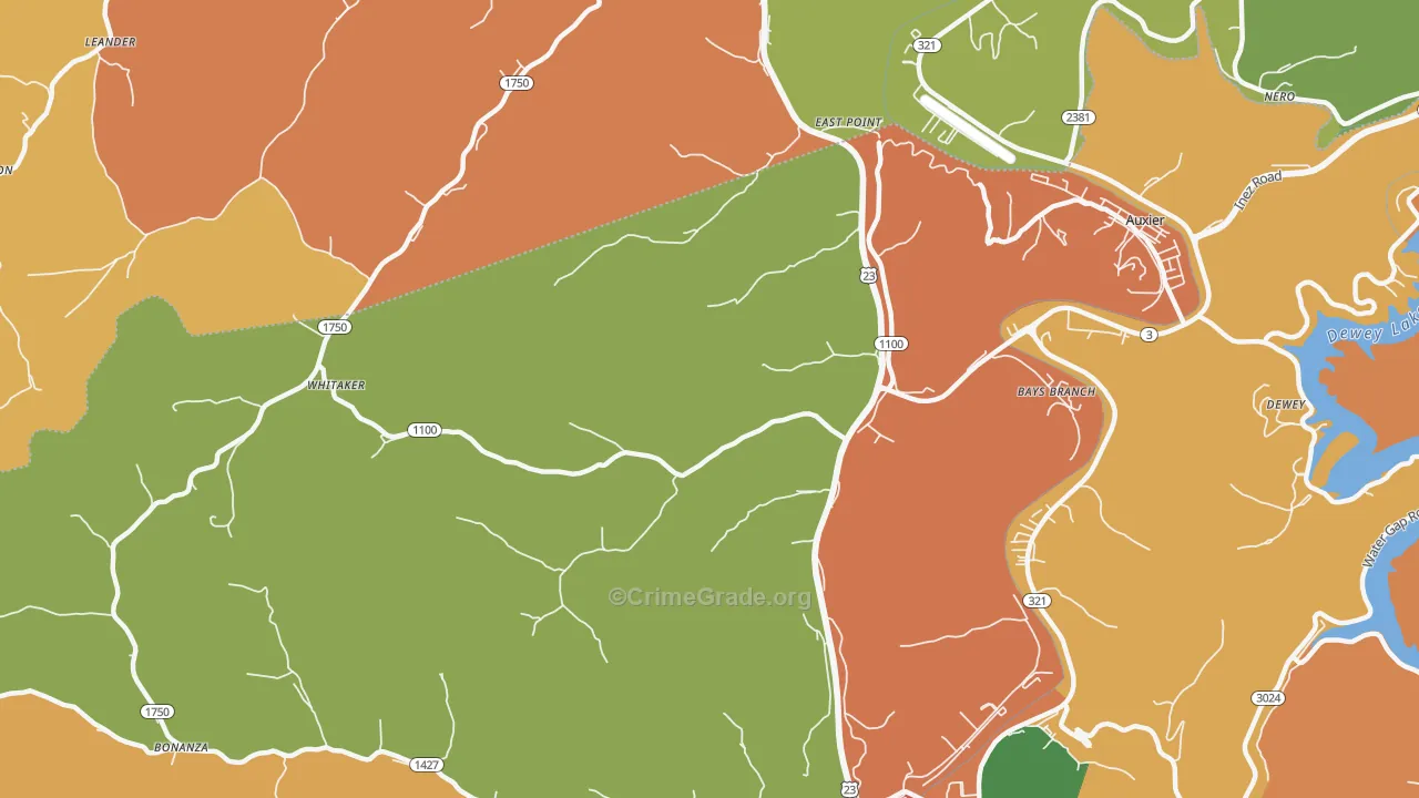 41216, KY Map of Theft Rates