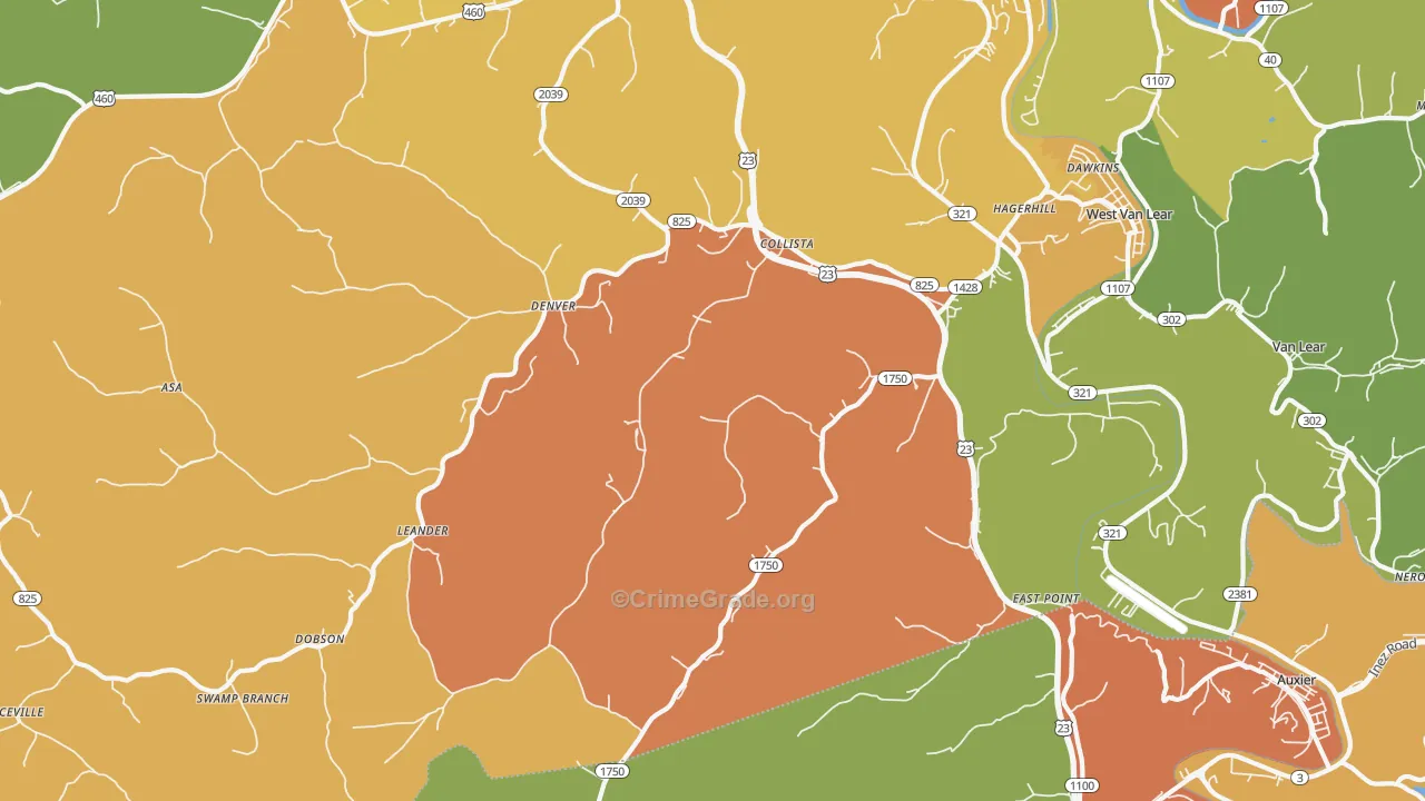 41222, KY Map of Theft Rates