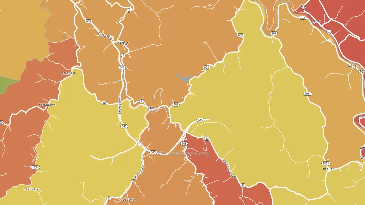 41224, KY Map of Theft Rates