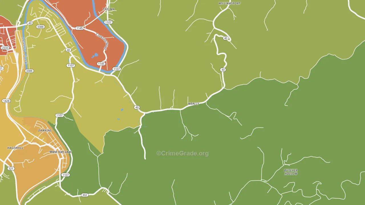 41234, KY Map of Theft Rates