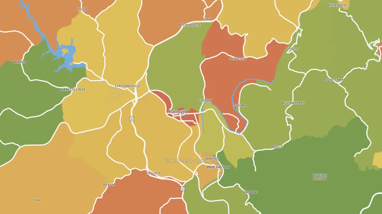 41240, KY Map of Theft Rates