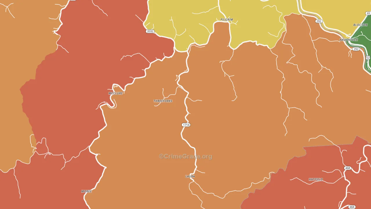 41250, KY Map of Theft Rates
