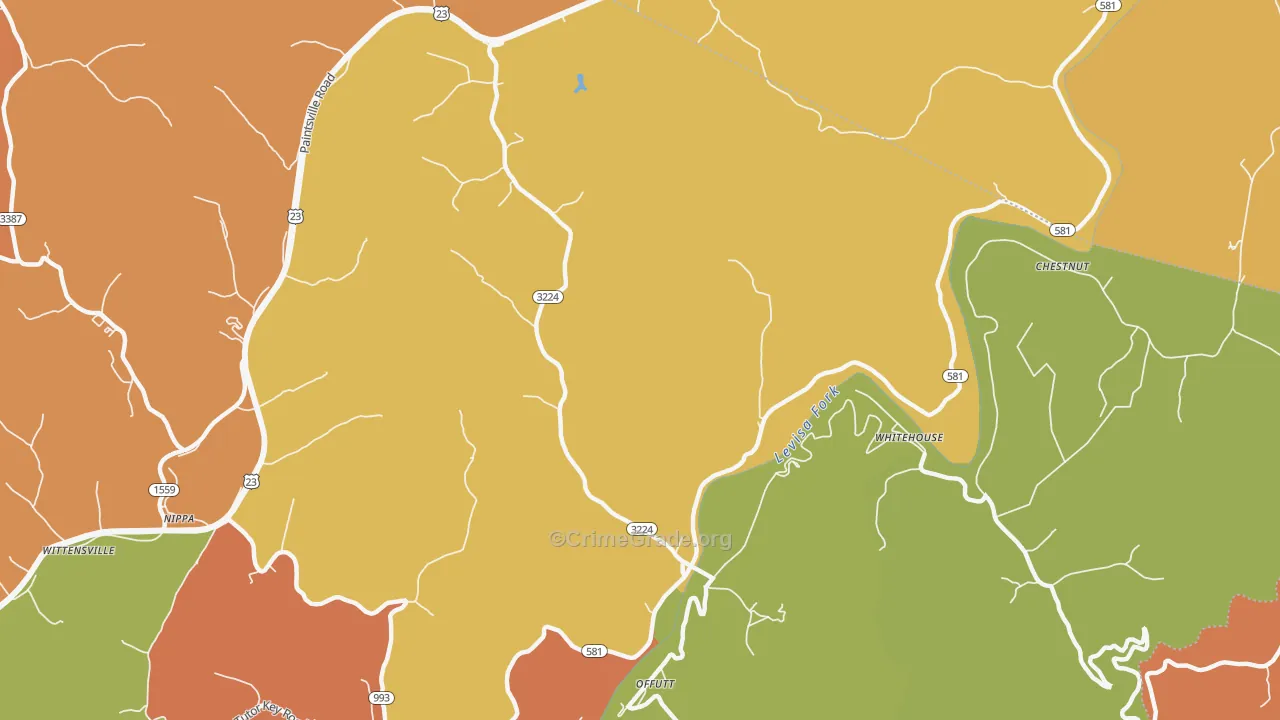 41254, KY Map of Theft Rates