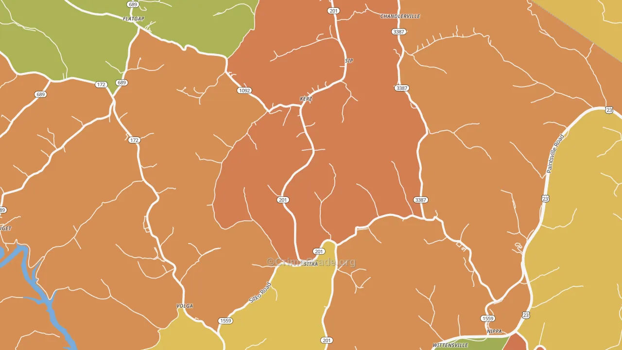 41255, KY Map of Theft Rates