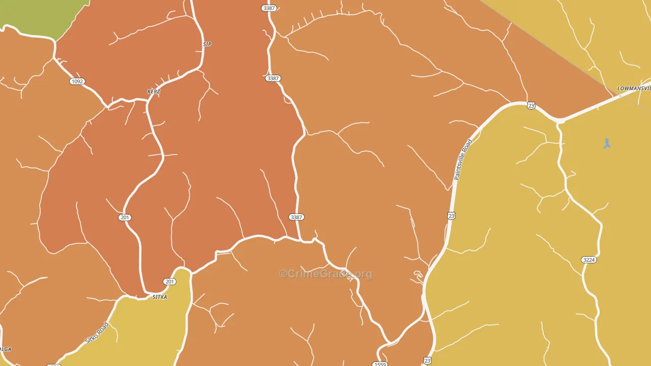 41257, KY Map of Theft Rates