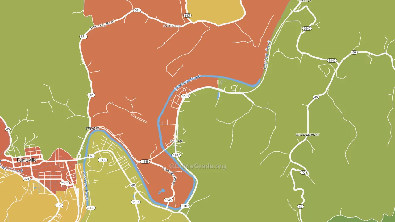 41260, KY Map of Theft Rates