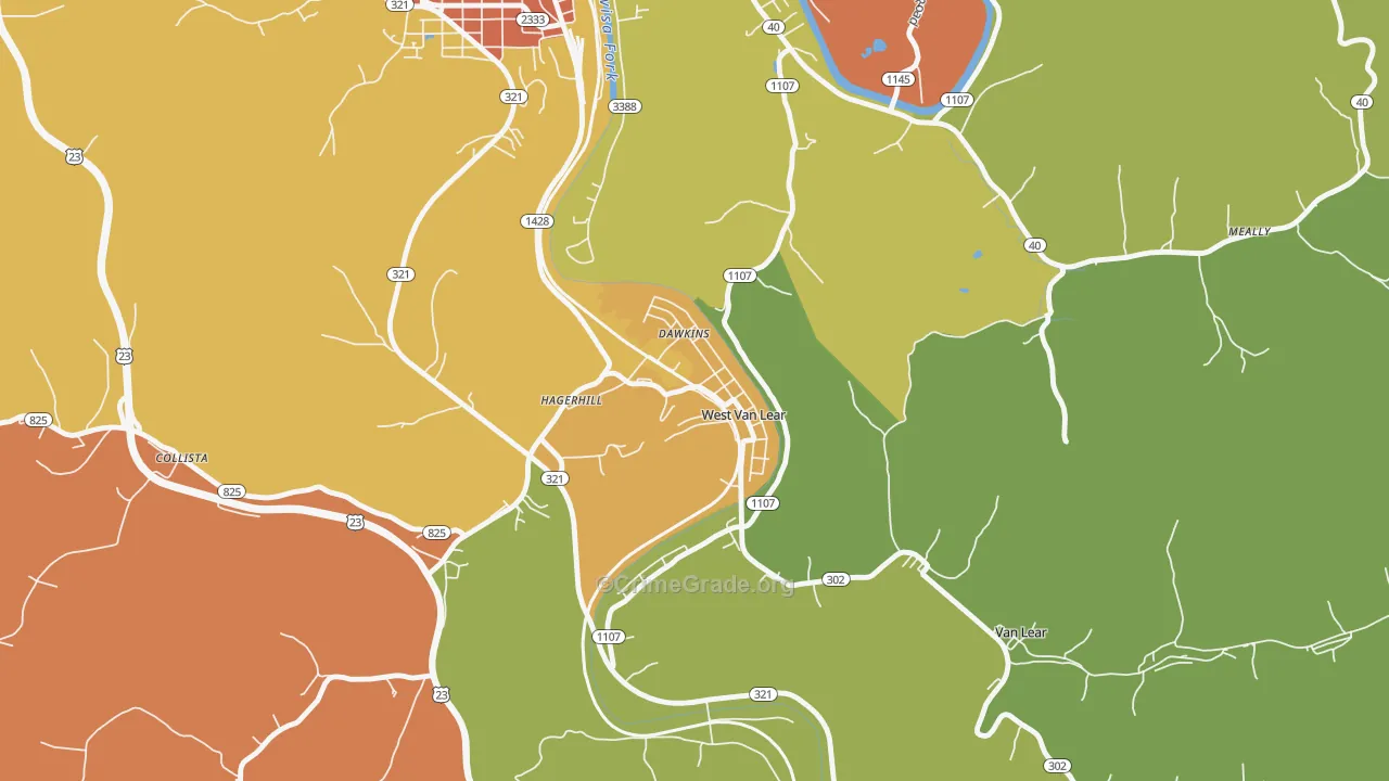 41268, KY Map of Theft Rates