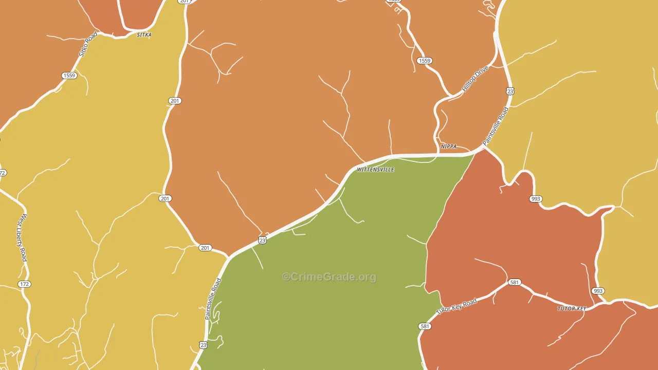 41274, KY Map of Theft Rates