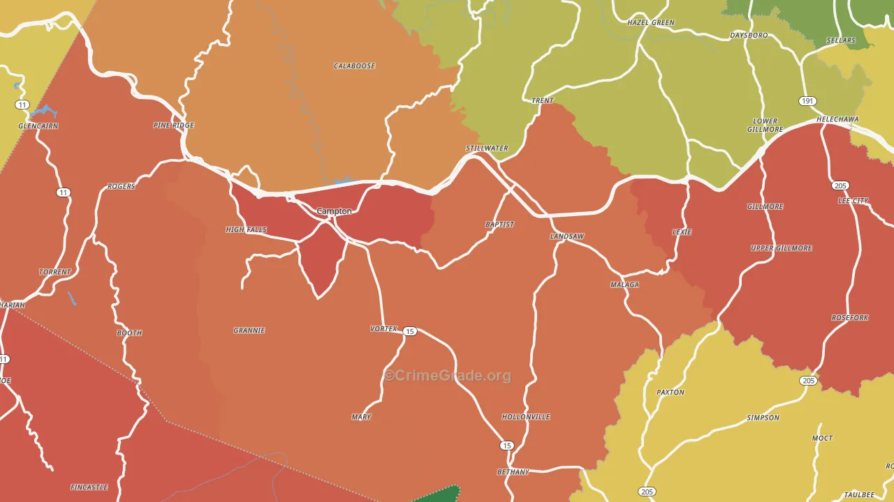 41301, KY Map of Theft Rates