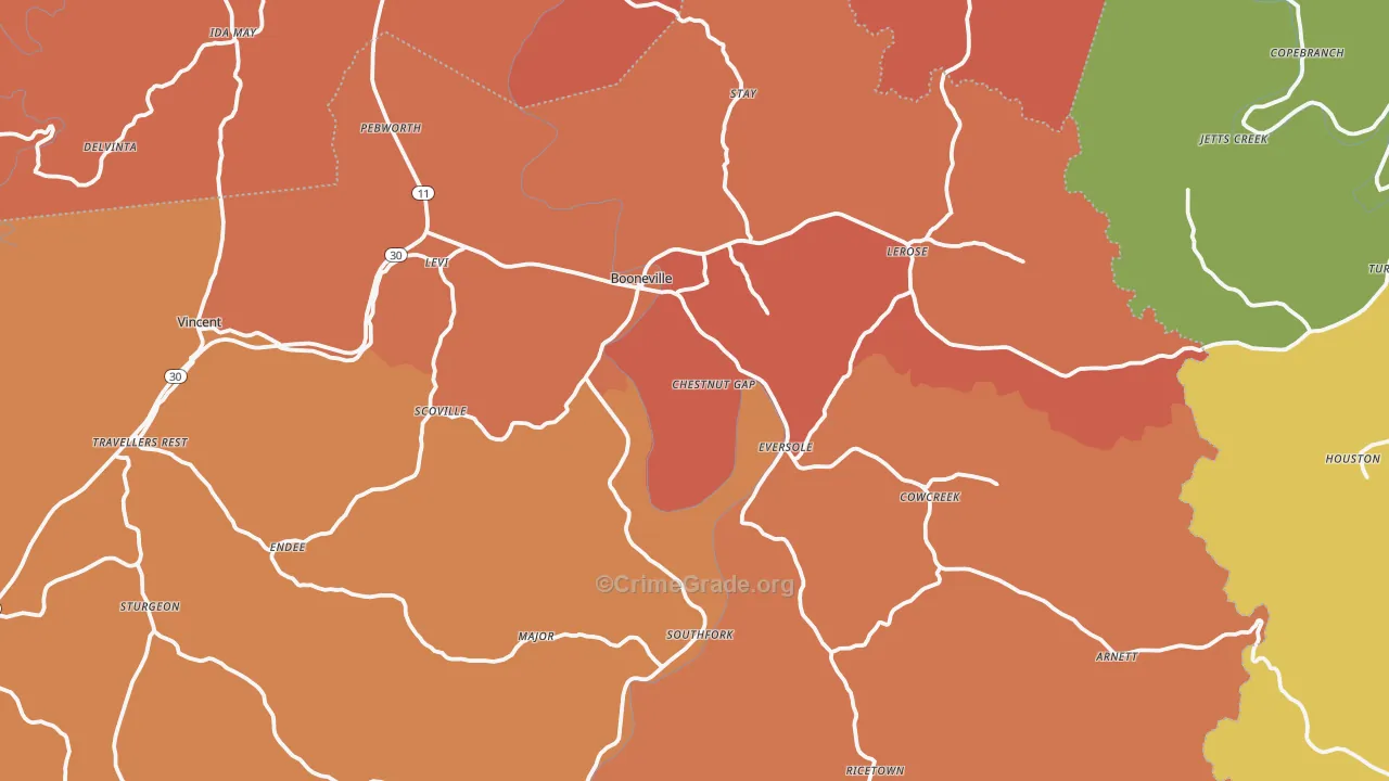 41314, KY Map of Theft Rates