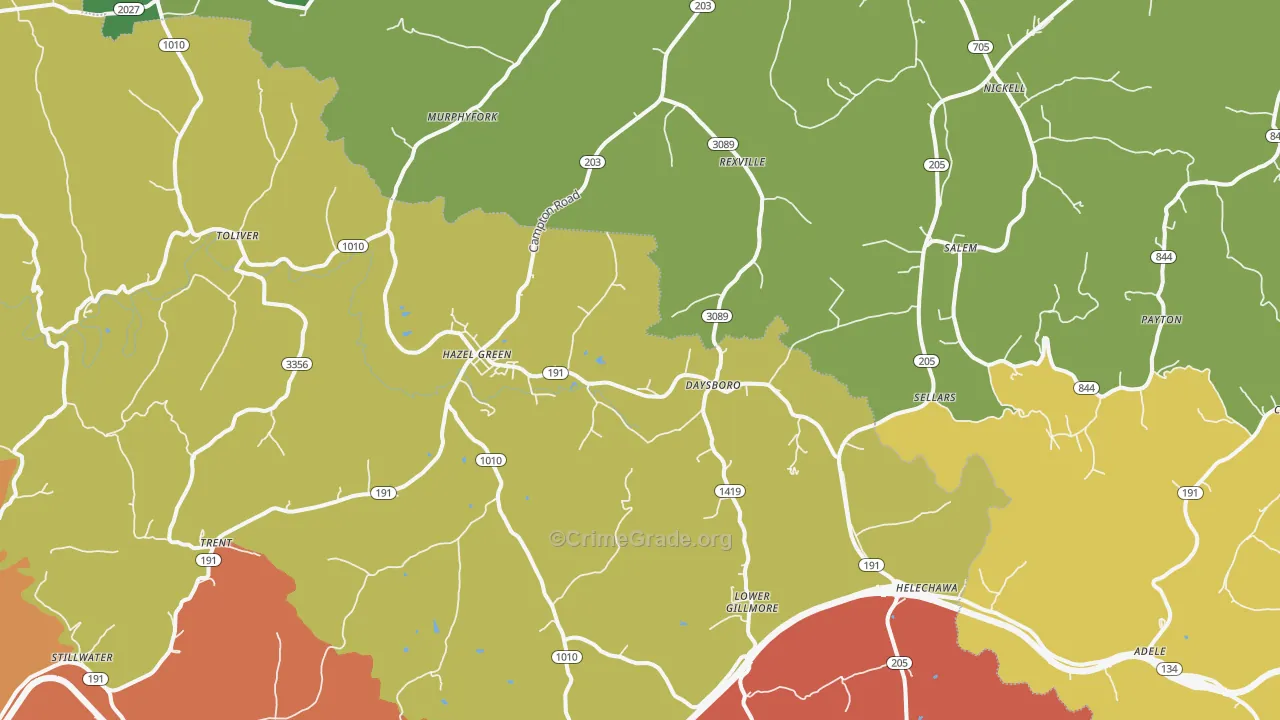 41332, KY Map of Theft Rates