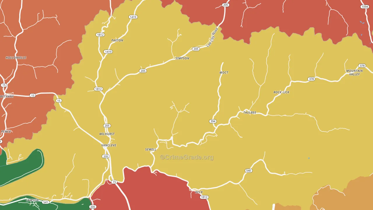 41385, KY Map of Theft Rates