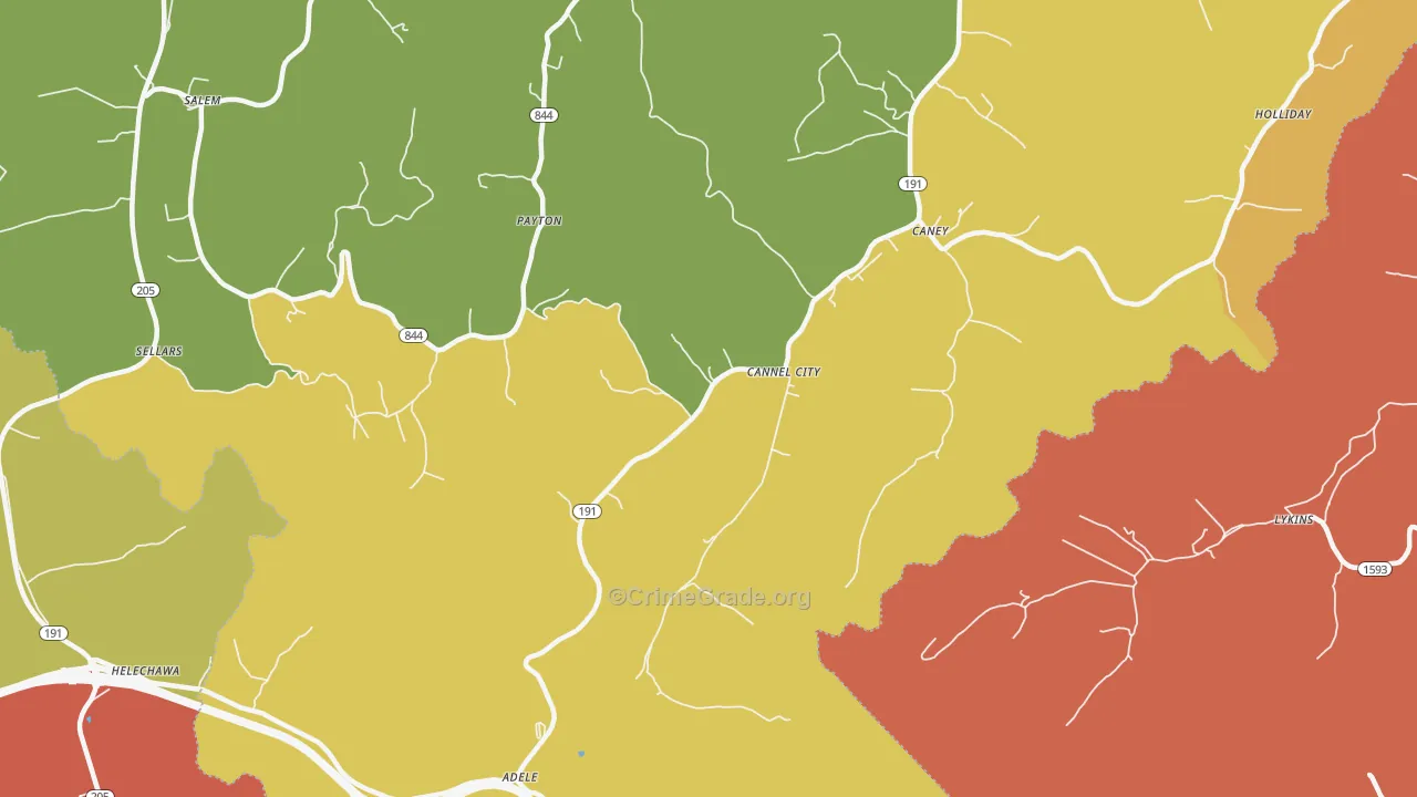 41408, KY Map of Theft Rates