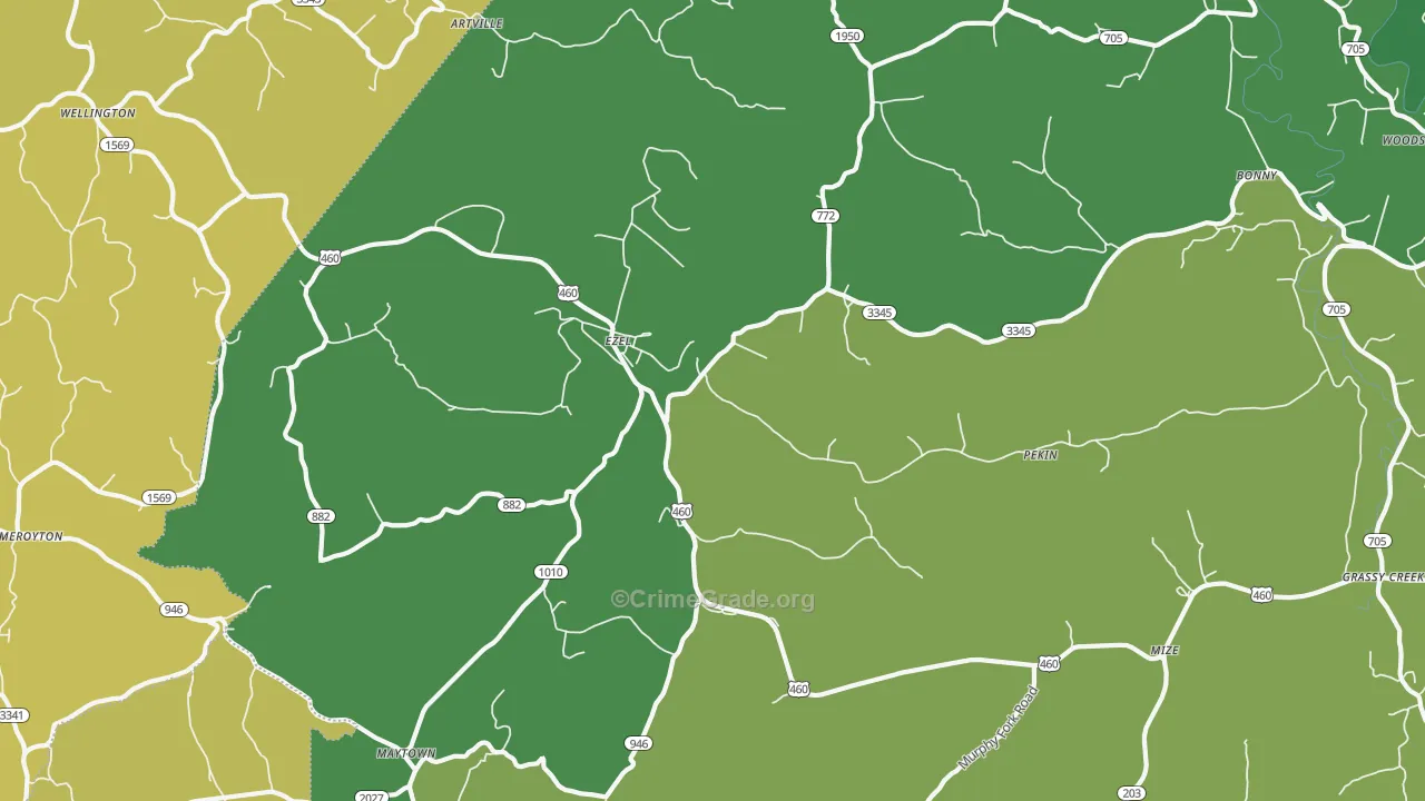 41425, KY Map of Theft Rates