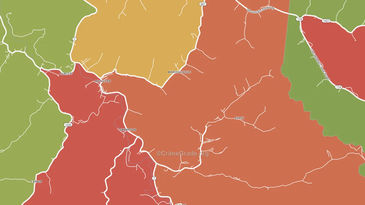 41464, KY Map of Theft Rates