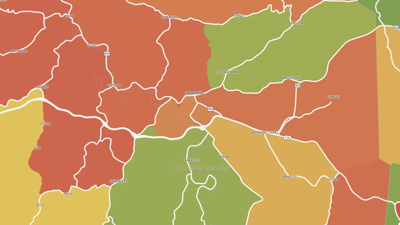41465, KY Map of Theft Rates