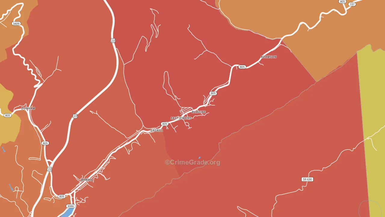41517, KY Map of Theft Rates