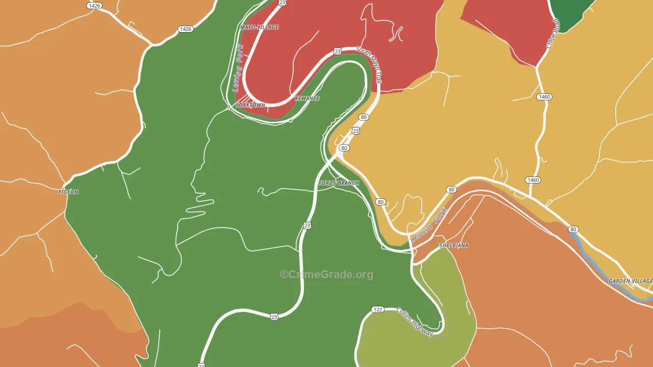 41526, KY Map of Theft Rates