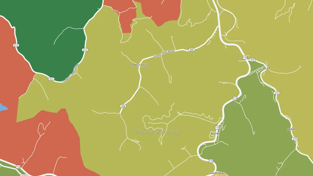 41527, KY Map of Theft Rates