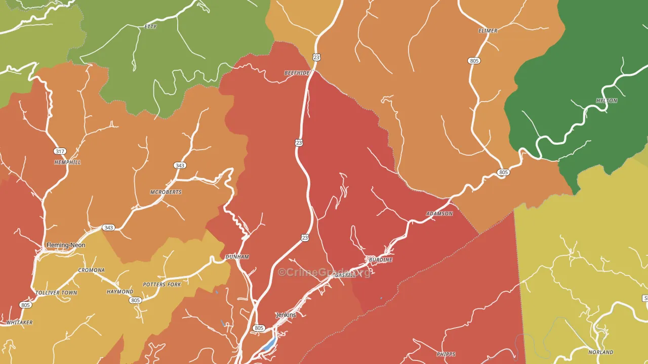 41537, KY Map of Theft Rates