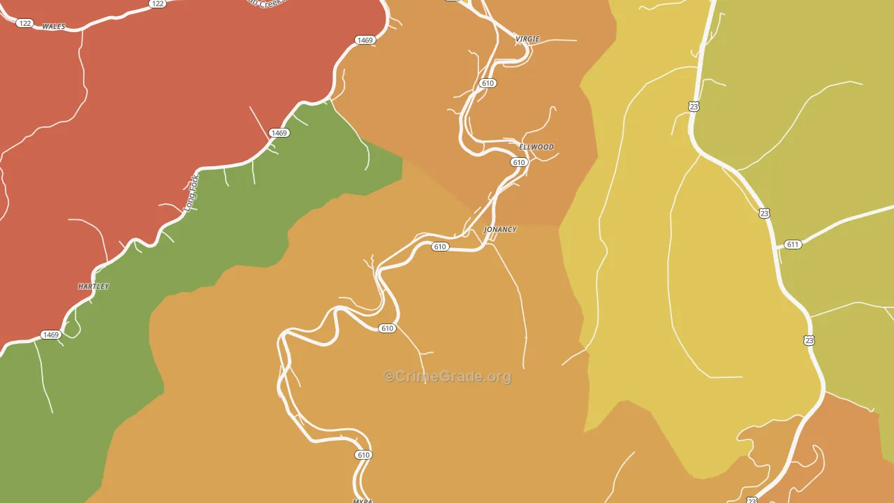 41538, KY Map of Theft Rates