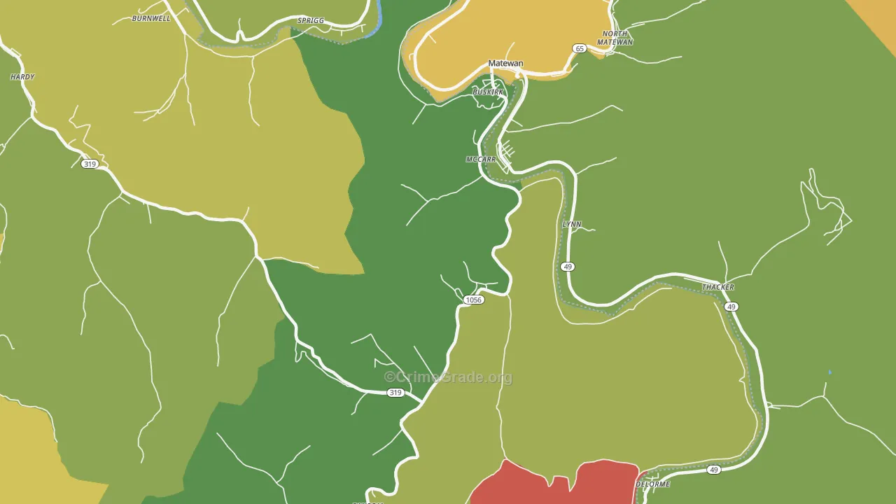 41544, KY Map of Theft Rates
