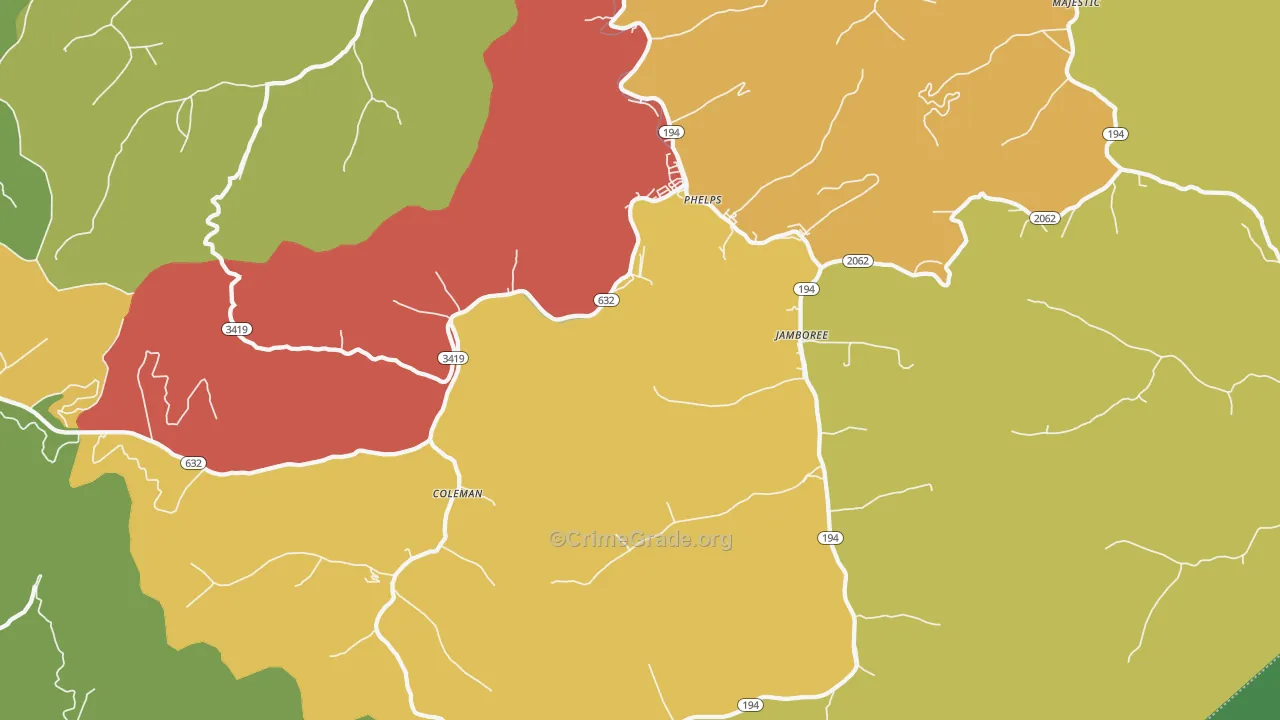41553, KY Map of Theft Rates