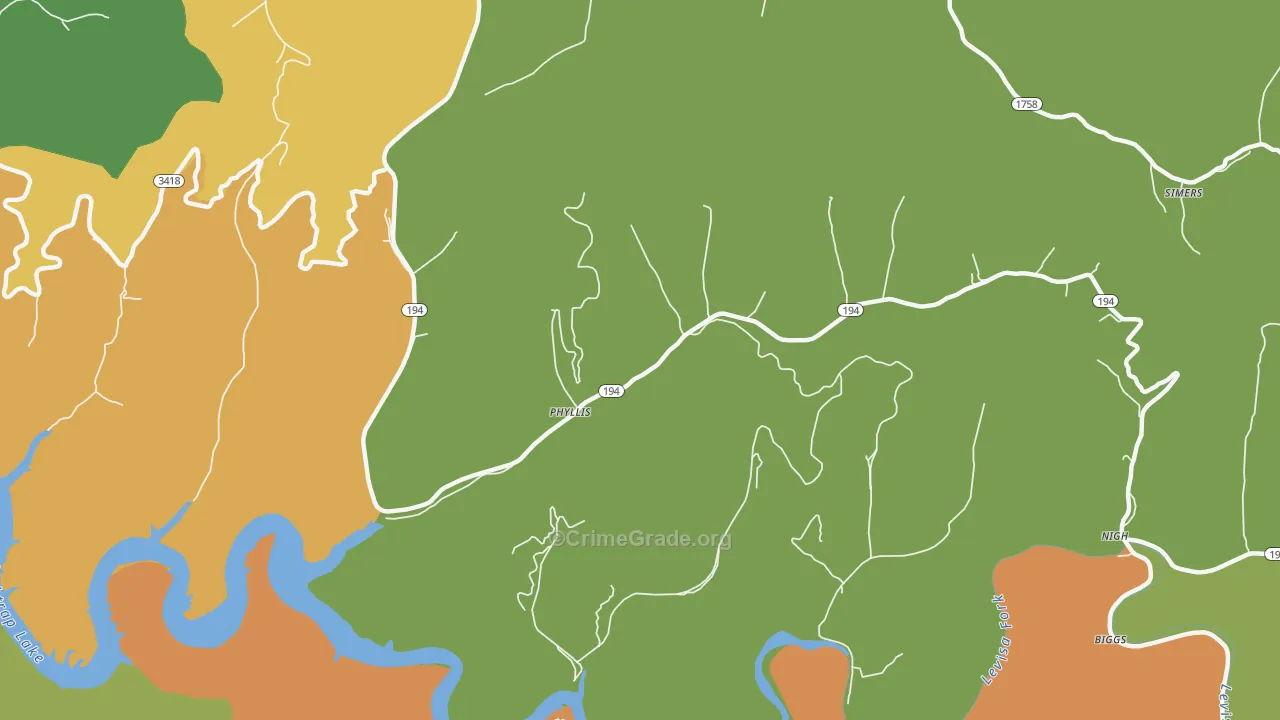 41554, KY Map of Theft Rates