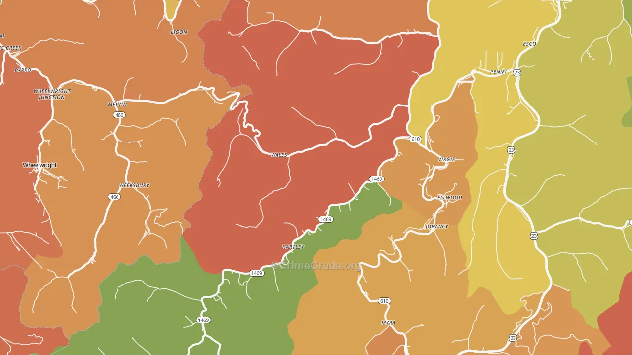 41572, KY Map of Theft Rates